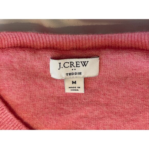 EUC J. Crew Factory Cotton Wool Blend Teddie sweater, Heather Tea Rose, Sz M - Picture 3 of 6